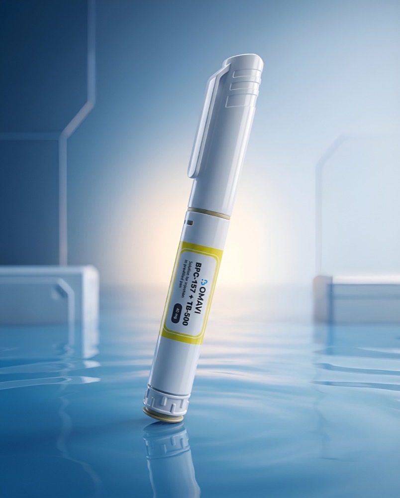 OMAVI BPC-157 pre-filled peptide pen in clinical setting
